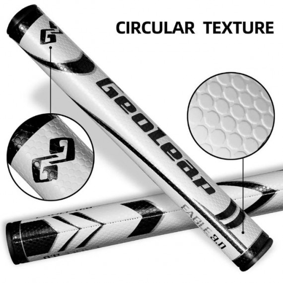 Geoleap Eagle 3.0 PU Round Putter Grip - Black with 2 Grip Tape Strips